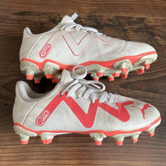 Puma Kids Future Play FG Soccer Cleats Size 12 White Pink Slip On Lace Up GUC - Picture 7 of 10